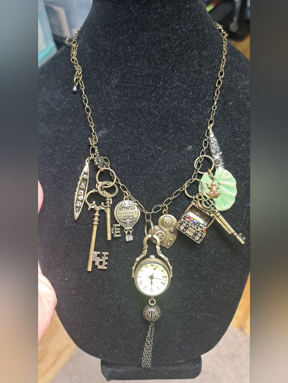 Steam Punk Necklace BUBBLE Watch PENDANT Artisan Handmade Gunmetal Charms